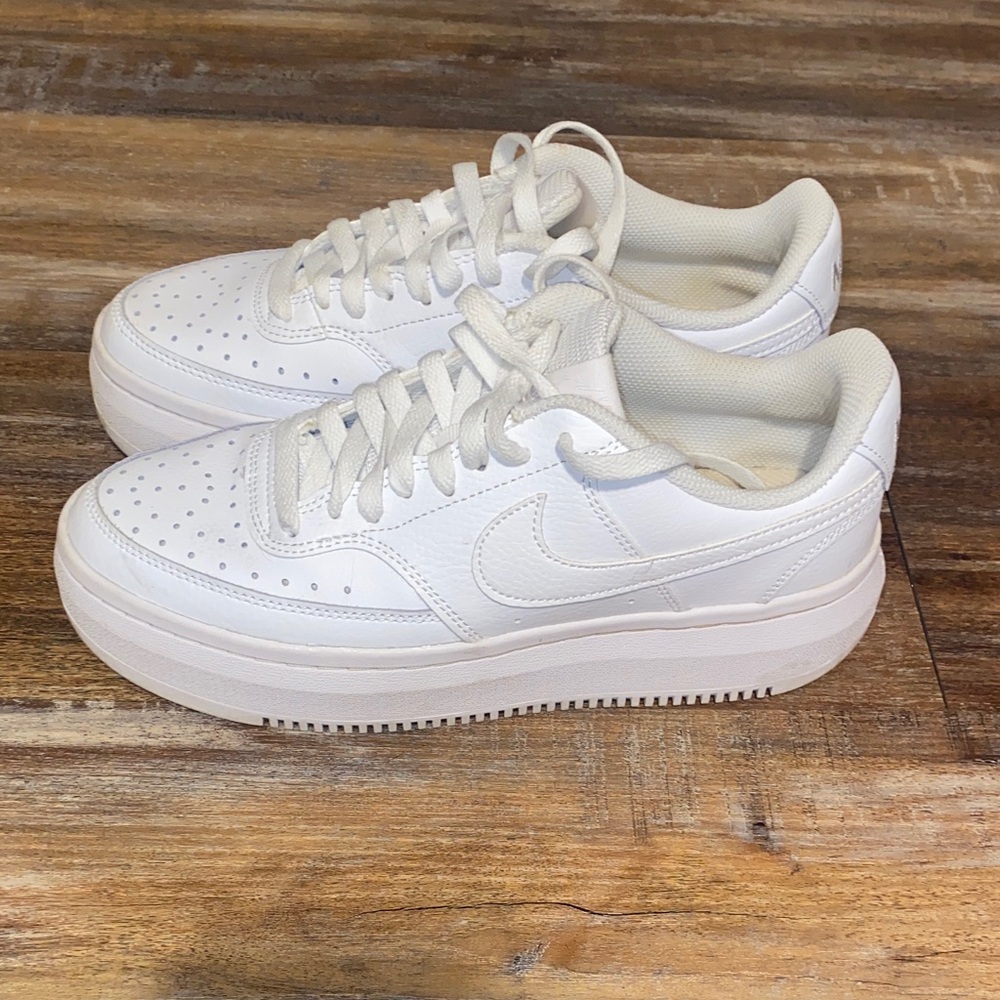 White Sneakers with Platform Sole